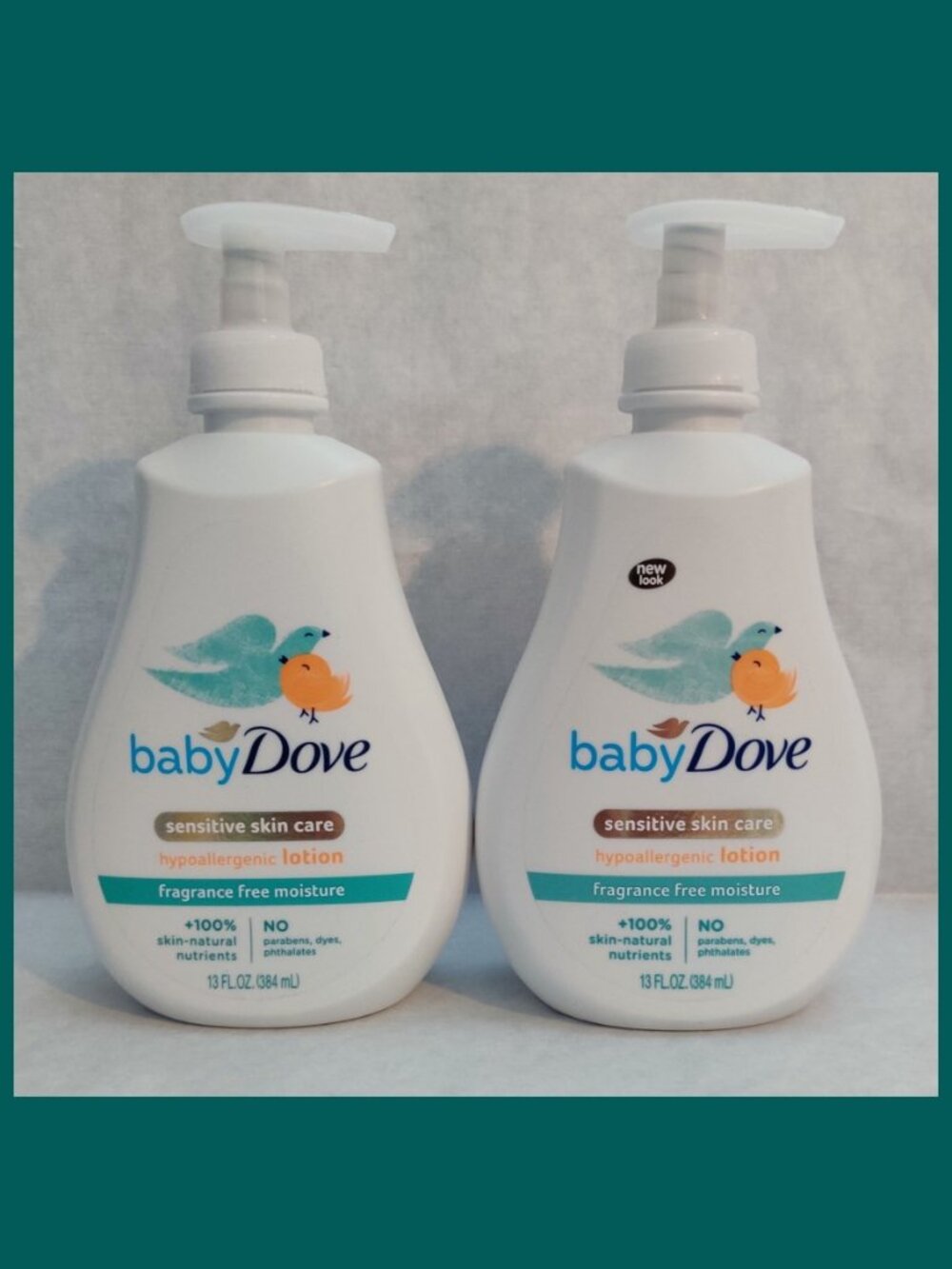 New! Lot of 2 Baby Dove Sensitive Skin Care Hypoallergenic Lotion 13 fl oz each